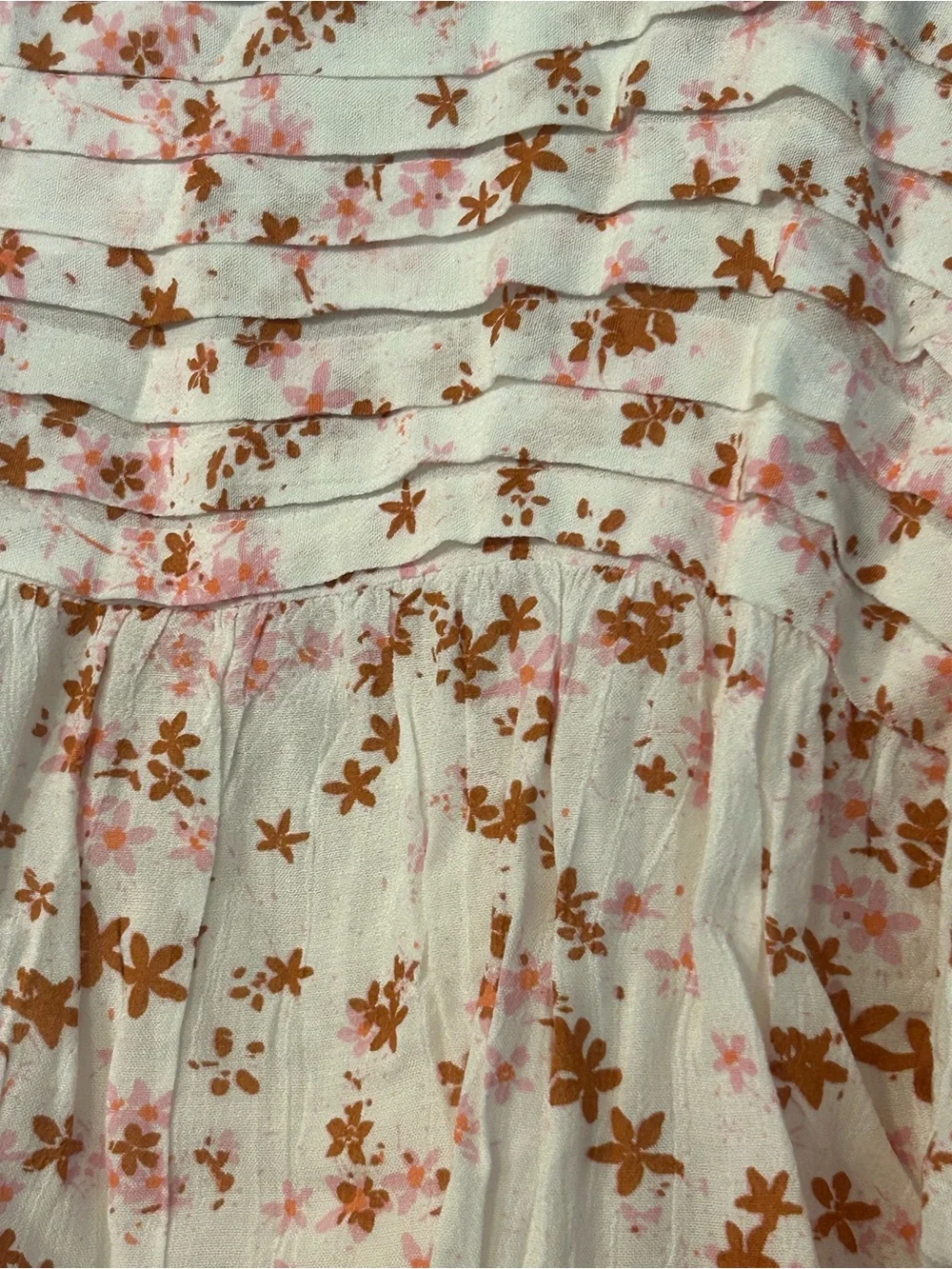 Free People White Bodysuit with Pink and Brown Floral Print
